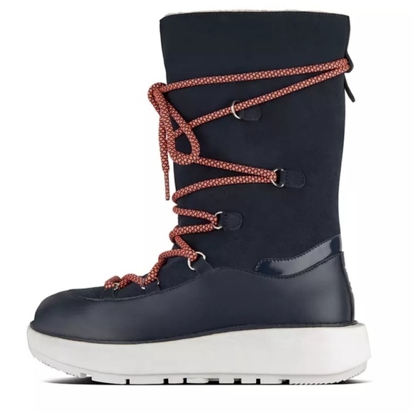 NWOB|Fitflop Skandi Navy Blue Suede Boots, 8 - Picture 10 of 12